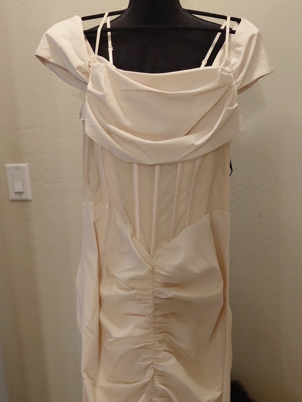 Dolls Kill The Schiffer Cream Draped Corset Dress 1x